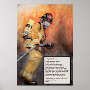 Un pompier Poster de prière Pièce d'art Fireman