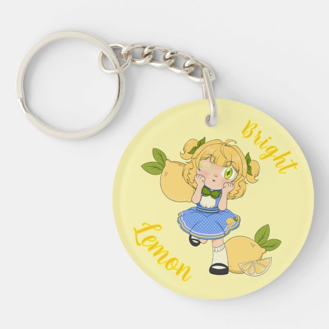 Un Porte - clé Customisé avec un Citron Chibi mign (Devant)