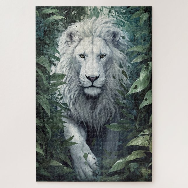 Un puzzle de lion blanc (Vertical)