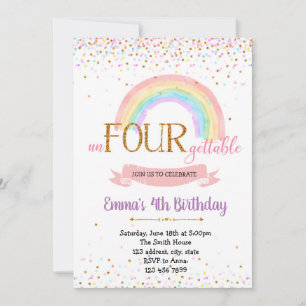 un QUATRE gettable anniversaire invitation