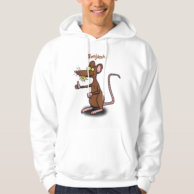Un rat brun mignon pouce vers le haut dessin animé (Devant)