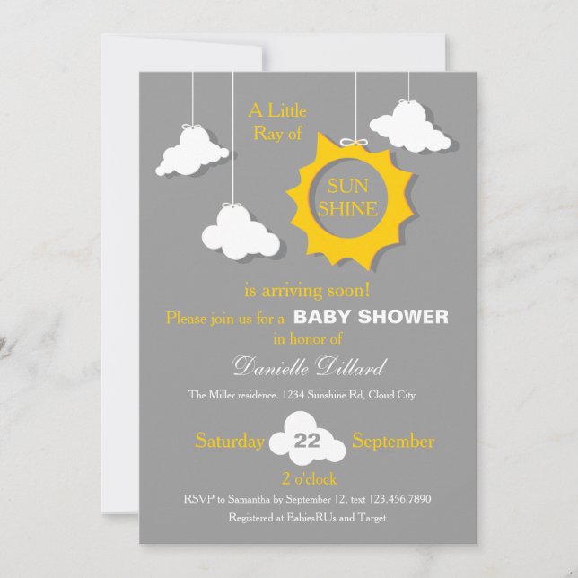 Un rayon de soleil Baby shower Invitation (Devant)