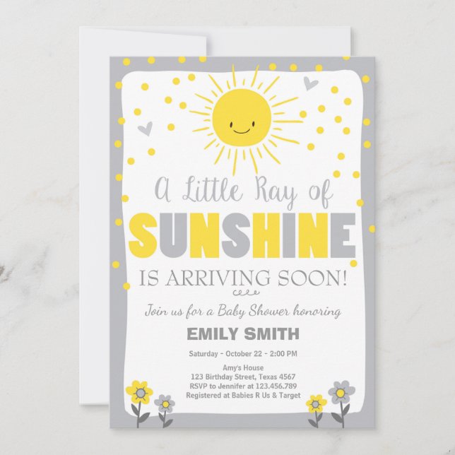Un rayon de soleil Baby shower invitation Neutral (Devant)