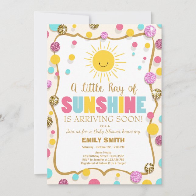 Un rayon de soleil Baby shower invitation Pink Blu (Devant)