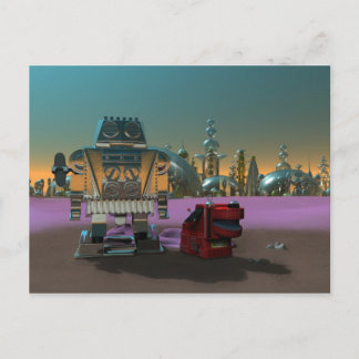 Un robot et sa carte postale de chien