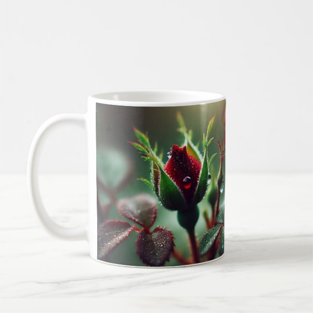 Un Rose pour vous : Elégante Mug Rouge Floral" (Gauche)