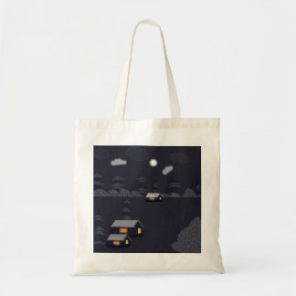 Un sac avec un croquis d'une nuit enneigée dans un