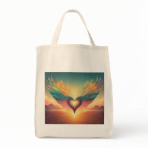 Un sac fourre-tout au coeur ailé qui s'envole pour