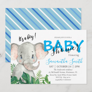 Un safari dans la jungle d'éléphants invitation bé