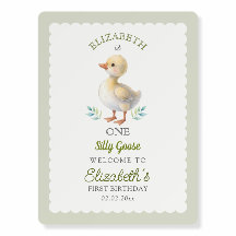 Un Silly Goose Vert Gingham 1er Anniversaire Bienv