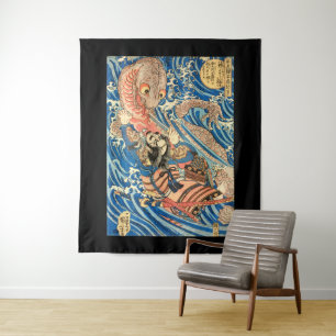 Un sorcier japonais évoquant une tapisserie de dra