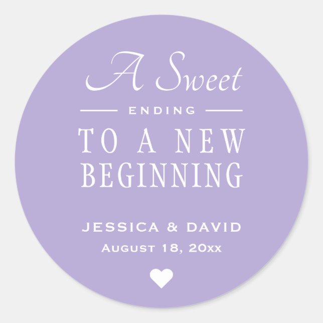 Un Sticker De Faveur De Mariage De Lavande Fin Dou (Devant)