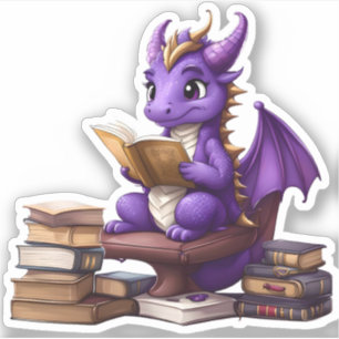 Un Sticker De Lecture De Dragon Violet