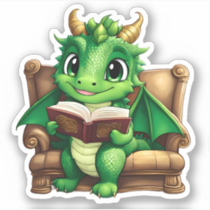 Un Sticker De Lecture Dragon Vert