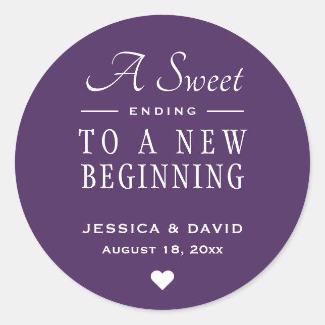 Un Sticker Sweet Ending Violet Mariage Favor (Devant)