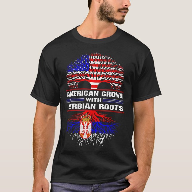 Un T-shirt américain grandit avec les racines serb (Devant)