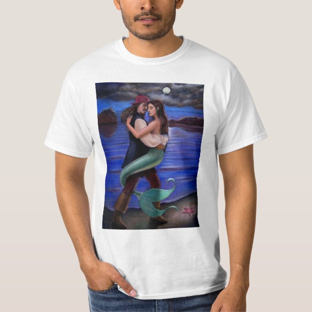 Un T-shirt d'amour de sirène et de pirate (Devant)