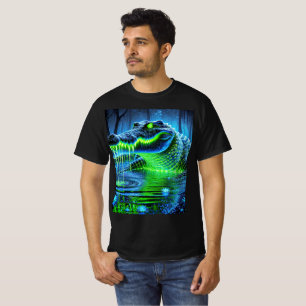 Un T-shirt de crocodile bioluminescent en néon.