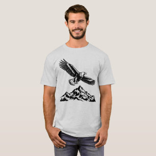 Un T-Shirt Gris Aigle S'Envole Au-Dessus des Monta
