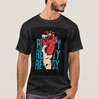 Un t-shirt noir présentant une main tenant un cœur