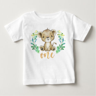 Un T-shirt pour bébé lion 1er anniversaire sauvage