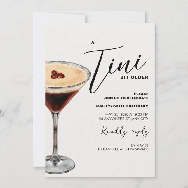 Un Tini Un peu plus vieux Invitation de fête d'ann (Devant)