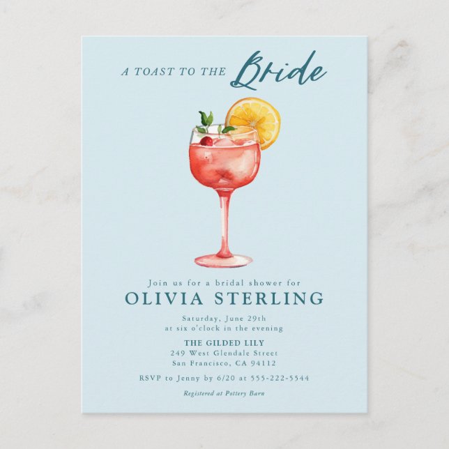 Un toast à la mariée Invitation de douche de maria (Devant)