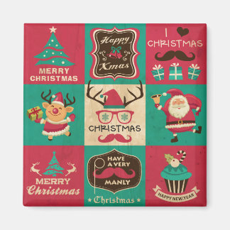 Un très Manly Christmas Mustache Magnet collage