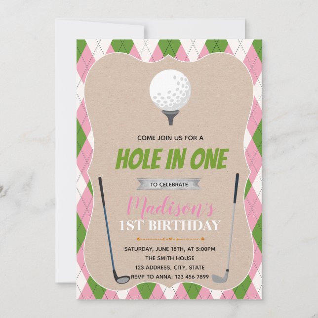 Un trou de golf dans une invitation à une fête d'a (Devant)