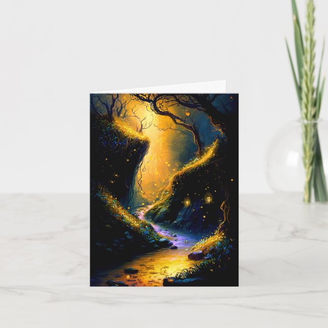 Un verre de fée magique avec Fireflies Carte de vo (Devant)