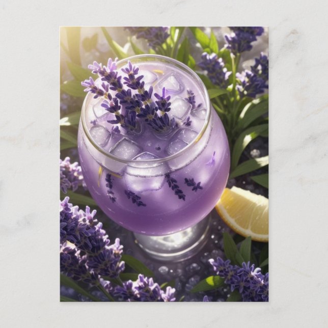 Un verre rafraîchissant de la carte postale Lavend (Devant)