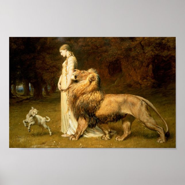 Una et le Lion par Briton Rivière - poster (Devant)
