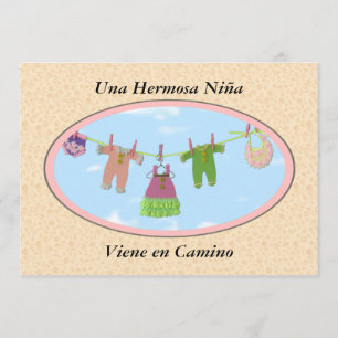 Una Hermosa niña Viene en Camino/Babyparty Einladung