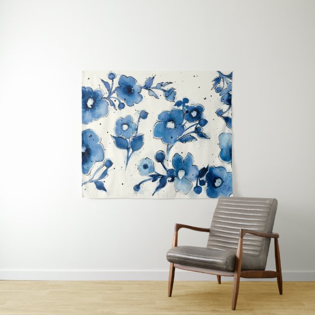 Unabhängige blaue Blüte Wandteppich (Beispiel (Horizontal))
