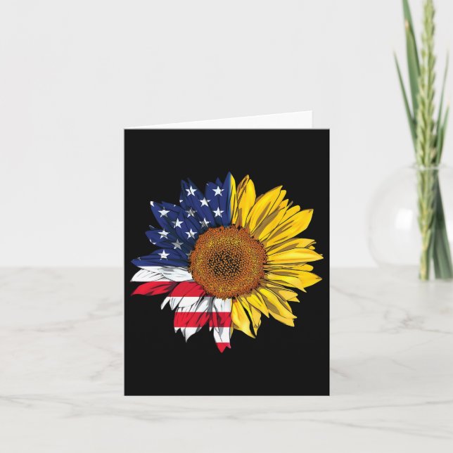 Unabhängigkeit der amerikanischen Flagge Sonnenblu Karte (Vorderseite)