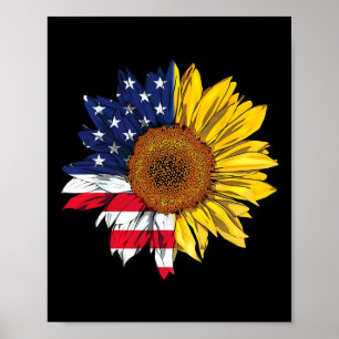 Unabhängigkeit der amerikanischen Flagge Sonnenblu Poster