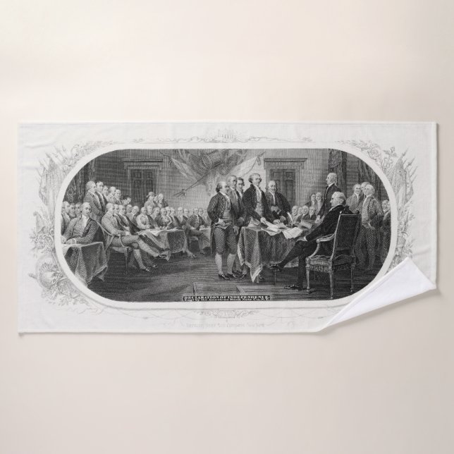 Unabhängigkeitserklärung: 2 Dollar, Etching Badehandtuch (Badehandtuch)