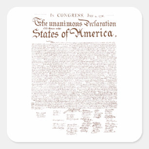 Unabhängigkeitserklärung der USA Quadratischer Aufkleber