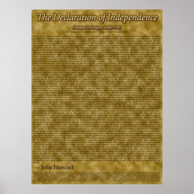 Unabhängigkeitserklärung Poster (Vorne)