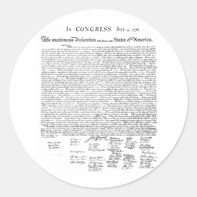 Unabhängigkeitserklärung Runder Aufkleber (Vorderseite)