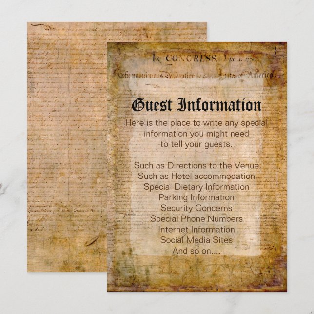 Unabhängigkeitserklärung 📜 US-Parlament Einladung (Vorne/Hinten)