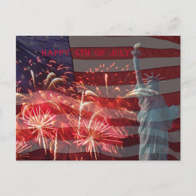 Unabhängigkeitstag   4. Juli Feuerwerk Postkarte (Vorderseite)