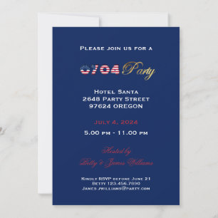 Unabhängigkeitstag 4. Juli Party Einladung USA