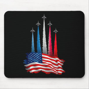 Unabhängigkeitstag Amerikanische Flagge Düsenflugz Mousepad