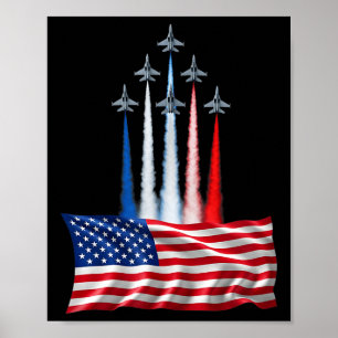 Unabhängigkeitstag amerikanische Flagge Düsenflugz Poster