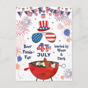 Unabhängigkeitstag Amerikanische Flagge Feuerwerk Einladungspostkarte