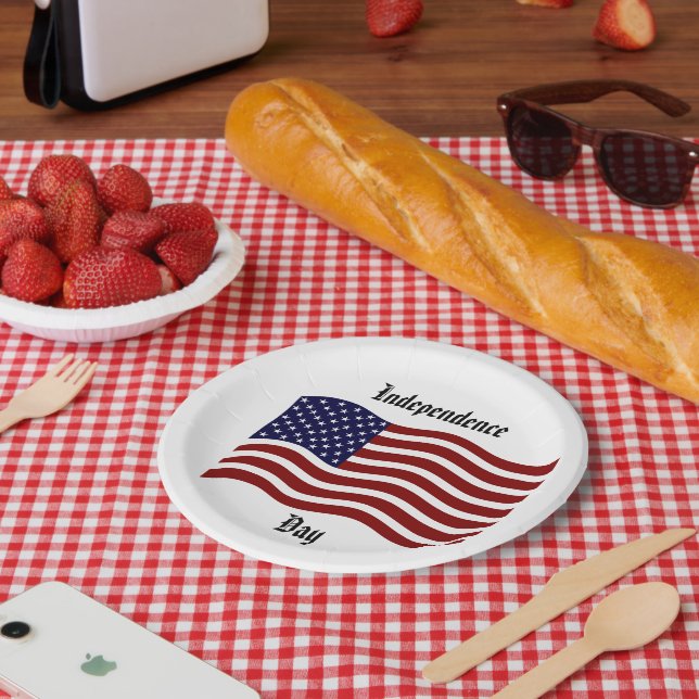 Unabhängigkeitstag/amerikanische Flagge Pappteller (Picknick)
