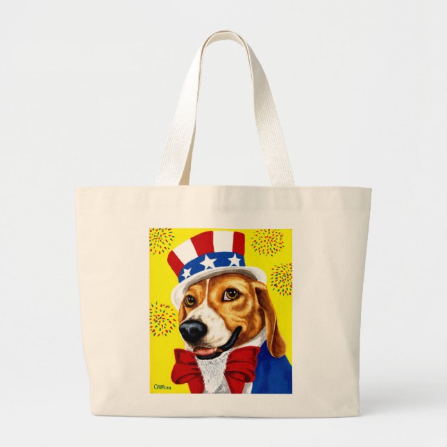 Unabhängigkeitstag-Beagle-HundeTasche Jumbo Stoffbeutel (Vorne)