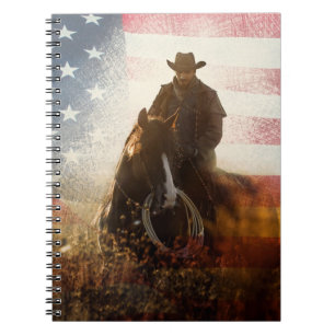 Unabhängigkeitstag Cowboy-Bild. Notizblock
