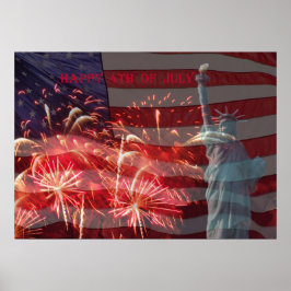 Unabhängigkeitstag Feuerwerk und Freiheitsstatue Poster